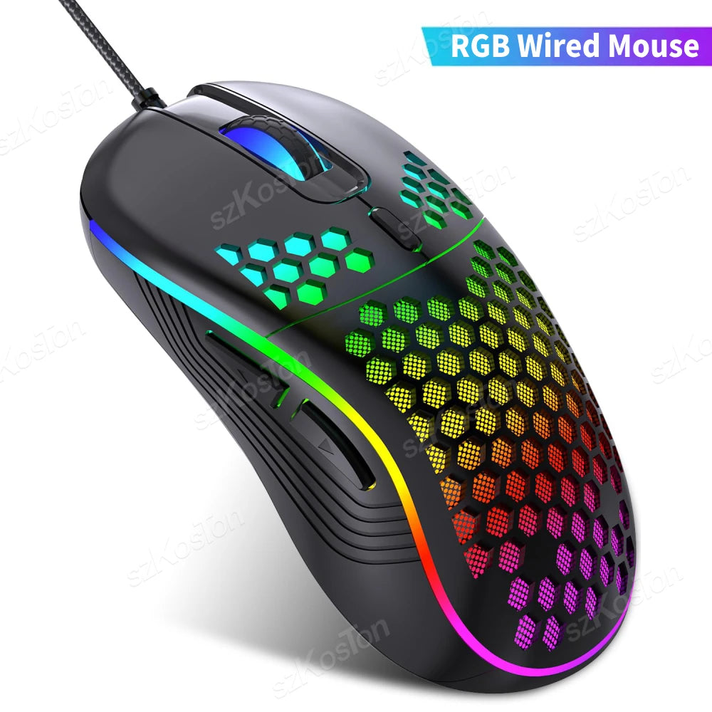 RGB Wired Gaming Mouse Ergonomic Design Mouses 6Levels Adjustable 7200DPI with Backlight for Office Computer PC Gamer