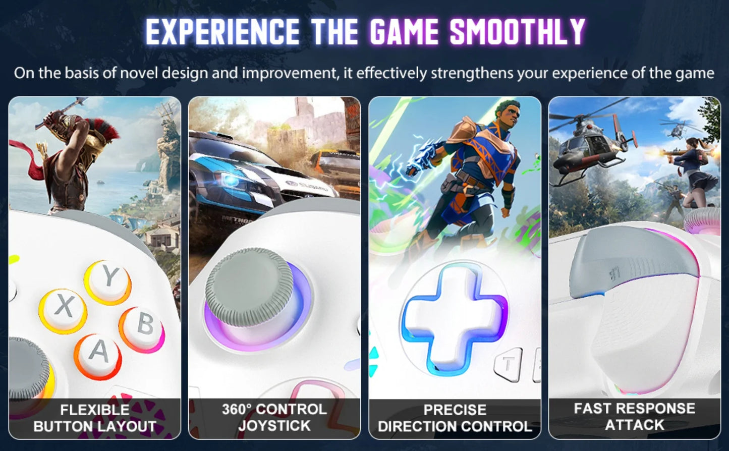 RGB Wireless Game Controller for Xbox One/X/S/Series X/S/PC Gamepad Gaming Joystick W/ LED Turbo Macro Function 3.5mm Audio Jack