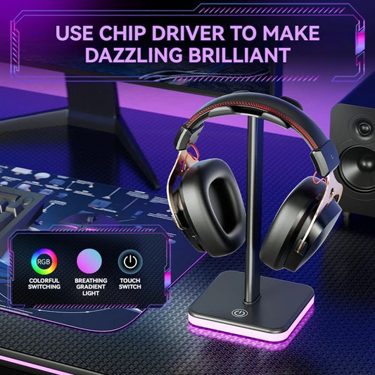 Headphone Stand with RGB Lighting - Adjustable Color Control for Gaming Headset Storage and Display