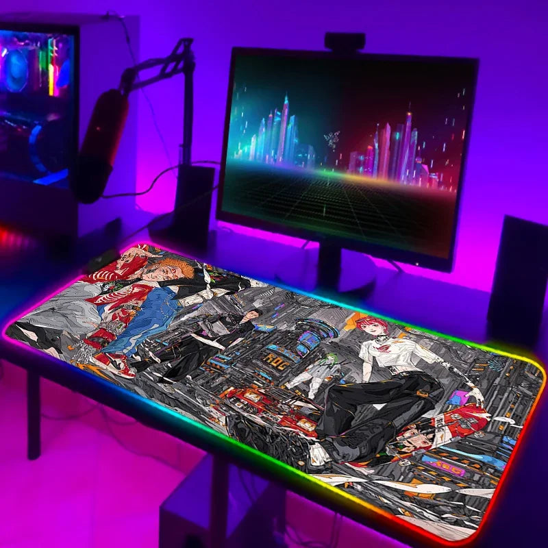 RGB Mousepad Cool ROG Mouse Pad Gamer Keyboard Mat LED Computer Mausepad Keyboards Accessories Gaming Desk Mat Mouse Carpet Xxl