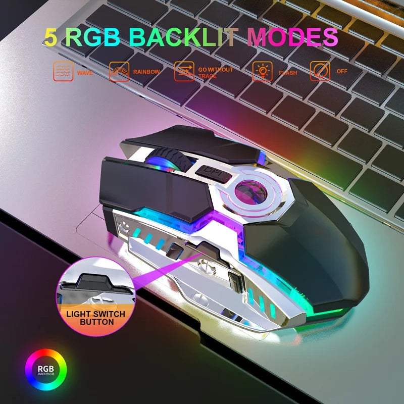 RGB Luminous 2.4G Wireless Mouse Wireless Charging Mechanical Gaming Office Mouse Three Levels DPI Adjustable Mouse 2026 New