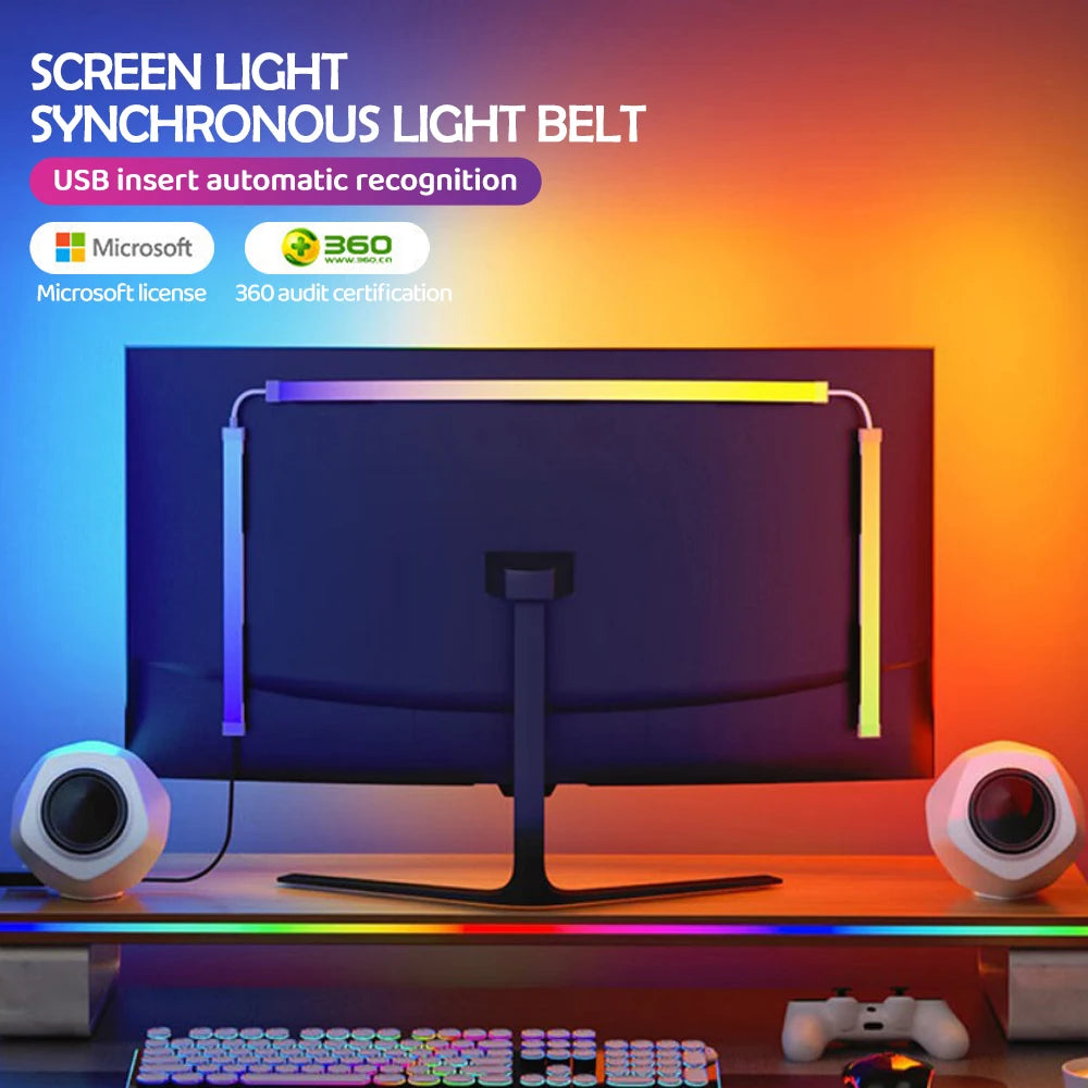 RGB Gaming Light Sync Strip Screen Backlight with Smart APP Control Ambient Lighting DIY Color Modes Computer Game Room