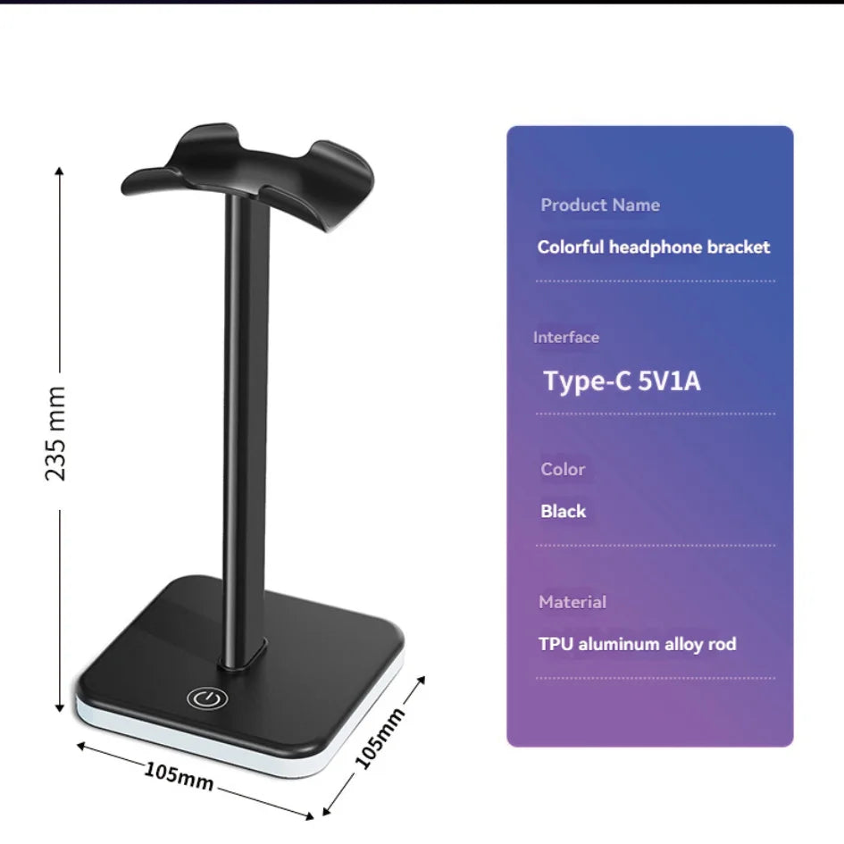 Headphone Stand with RGB Lighting - Adjustable Color Control for Gaming Headset Storage and Display