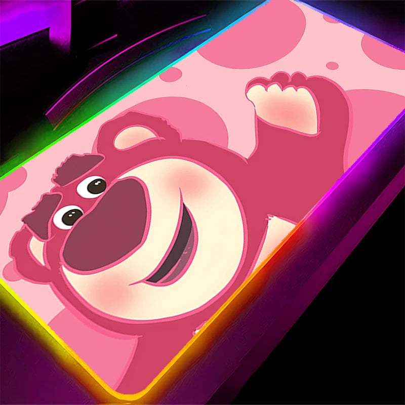 RGB Mouse Pad S-Strawberrys Bear Lotso Gaming Accessories PC Gamer xxl Computer Desk Mat Laptop Varmilo LED Keyboard Mousepad