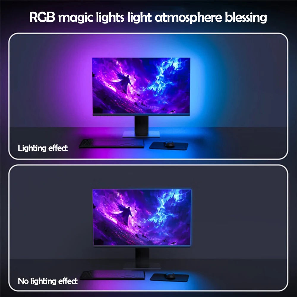 RGB Gaming Light Sync Strip Screen Backlight with Smart APP Control Ambient Lighting DIY Color Modes Computer Game Room