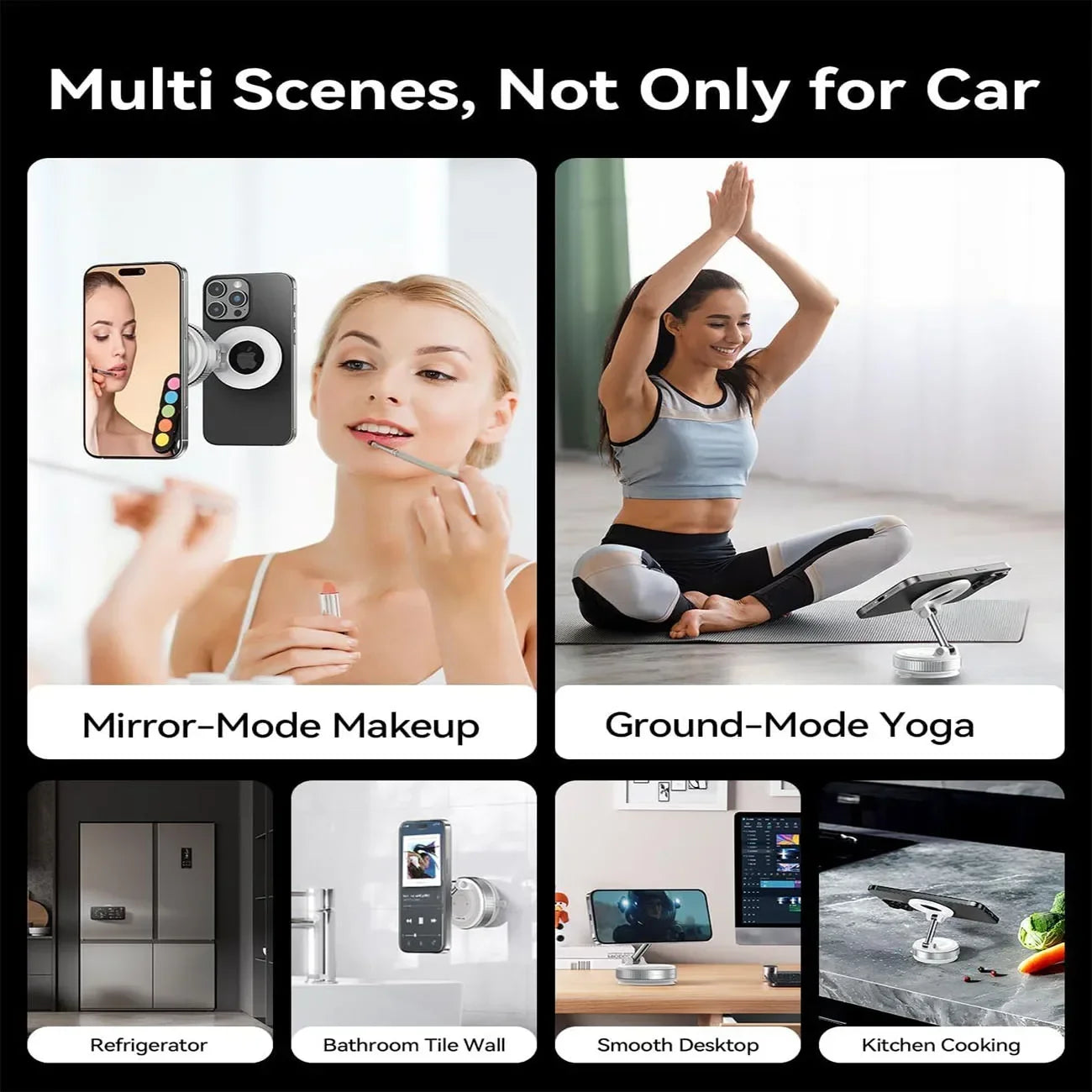 360° Foldable Vacuum Magnetic Phone Holder, Magnetic Car Phone Mount, Hands-Free Suction Cup Phone Holder for Smooth Surface