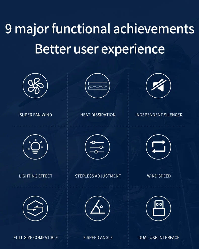 RGB Gaming Laptop Cooling Pad Air Cooler Notebook Stand Holder with 6 fans Cooling Fan Base Suit for 12-17 inch Laptop Stand