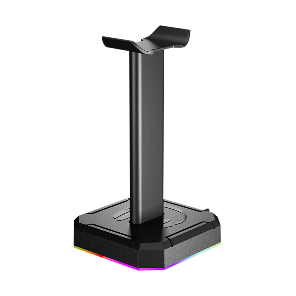 RGB Gaming Headphone Stand Over-ear Headset Desk Bracket Desktop Computer Earphone Display Holder Luminous with 3 USB Ports