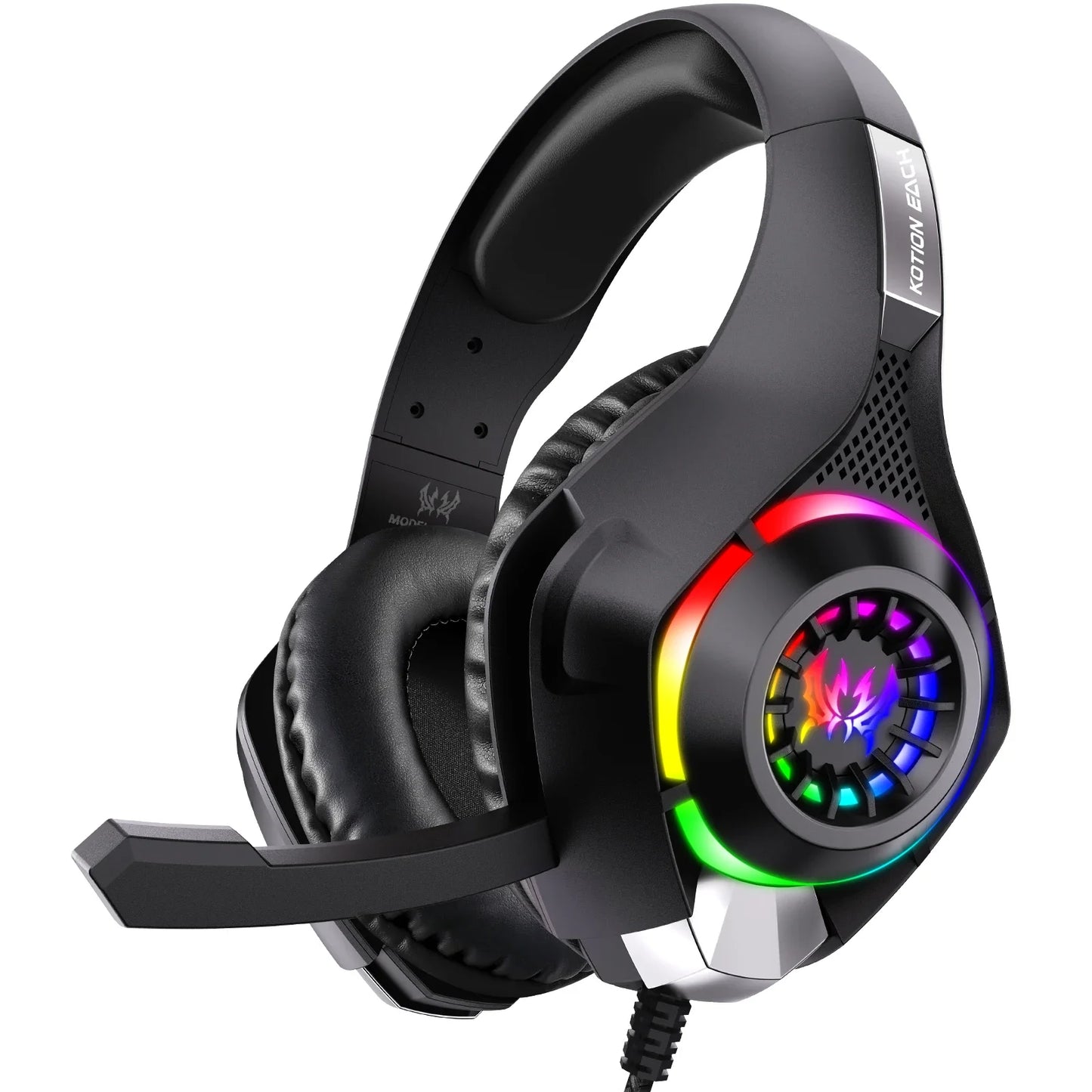RGB Light Gaming Headset for PC PS5 Game Headphone with Microphone Noise Cancelling Earphone 3.5mm USB Deep Bass Stereo Sound