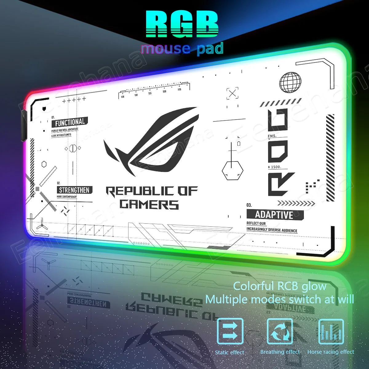 RGB Luminous ASUS Large PC Gaming Mouse Pad Black-green Desk Accessories LED XXL ROG Keyboard Extended Pads Backlight Cool Mats