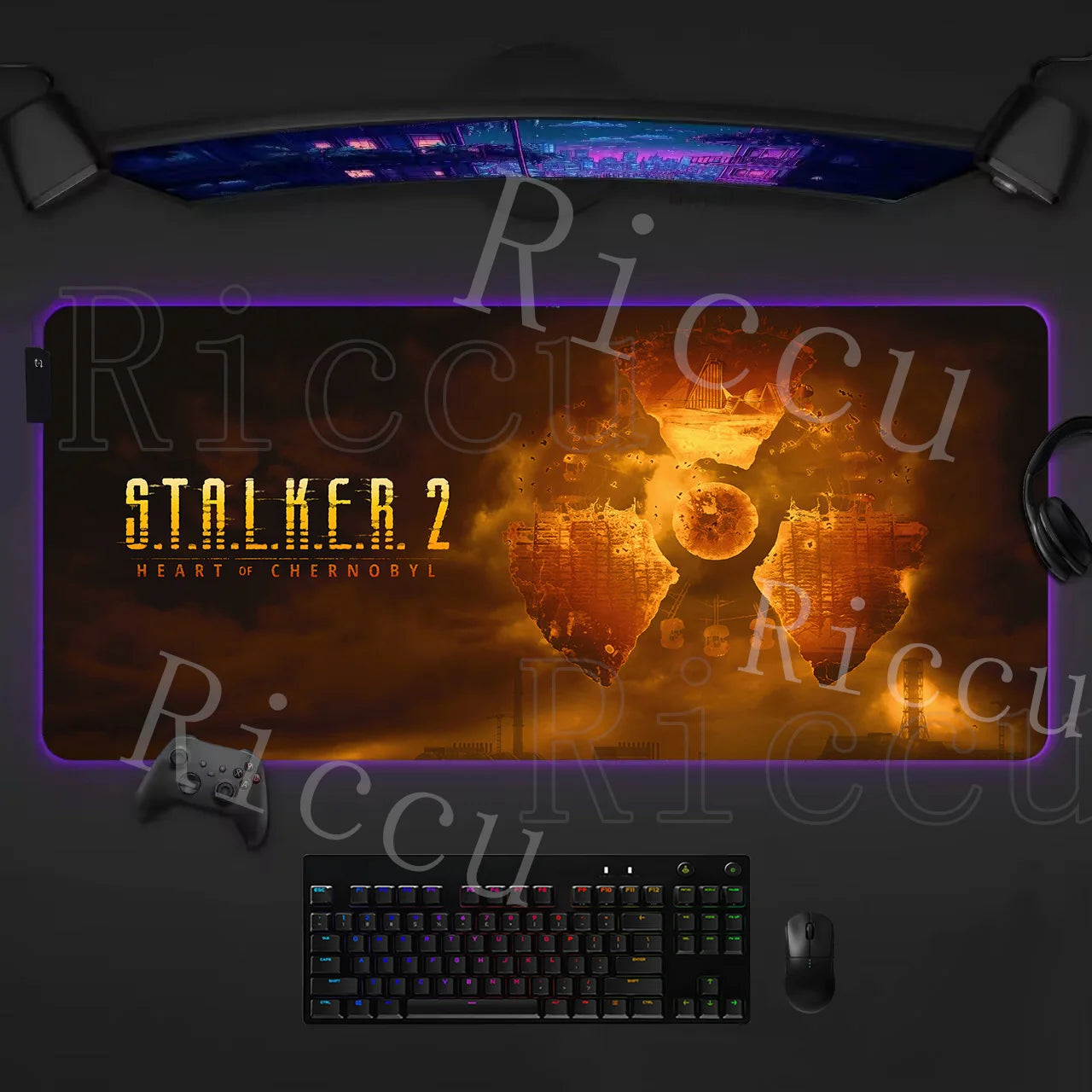 RGB LED PC accessories 400x900mm Stalker 2 Large Gaming Mouse Pad Computer Laptop HD Rupper Expand Desk Mats Gamer XXL Desk Ma