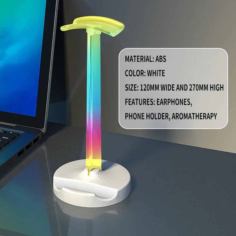 RGB Gaming Headset Stand  Desktop Ambient Lighting - Ergonomic Design,  Perfect Gift for PC Gamers