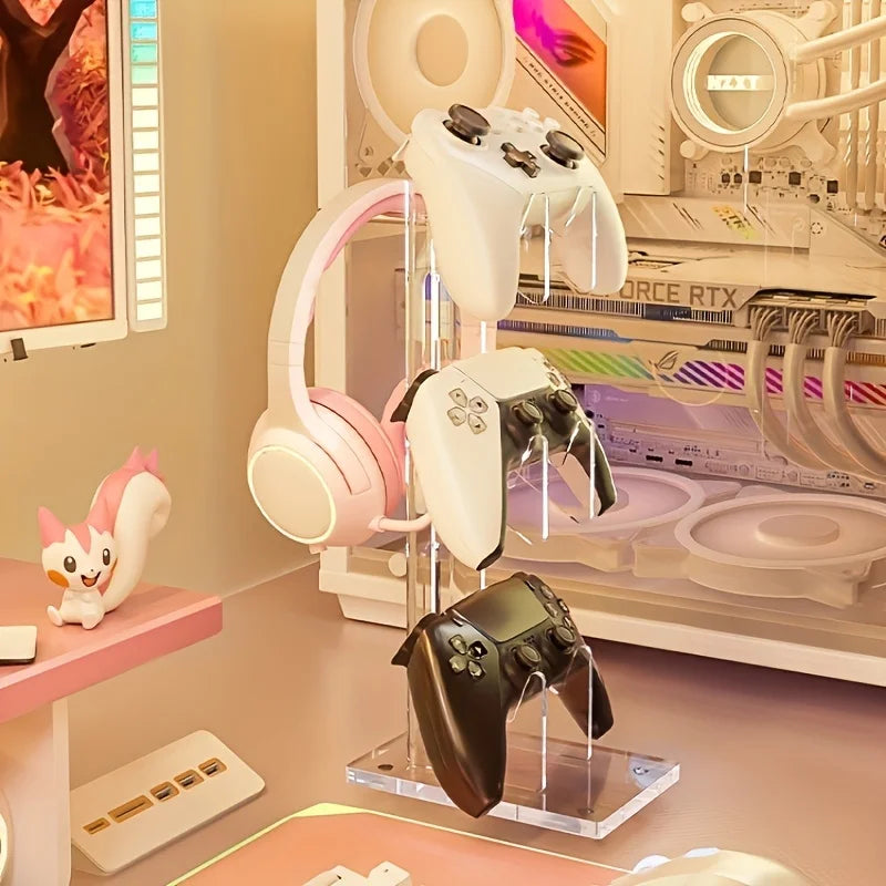 Acrylic Game Controller Stand - Desktop Display Holder for Game Controller&Accessories, Portable Design for Desk Organization