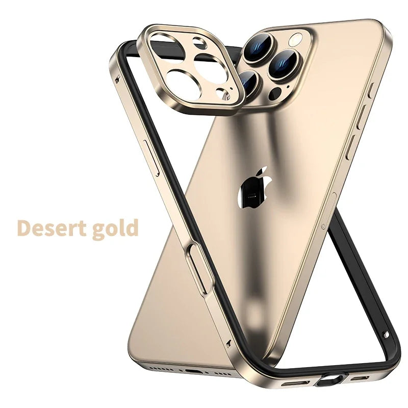 Camera Protection + Hybrid Silicone Frame Aluminum Metal Phone Case For iPhone 17 16 15 Pro Max 14 13 Better Heat Bumper
