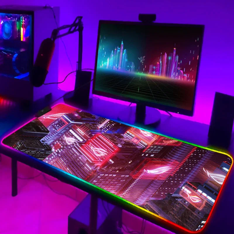 RGB Mousepad Cool ROG Mouse Pad Gamer Keyboard Mat LED Computer Mausepad Keyboards Accessories Gaming Desk Mat Mouse Carpet Xxl