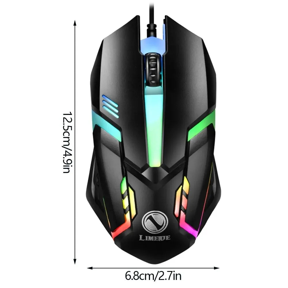USB Wired Mouse RGB Colorful Mosue E-Sports Gaming Mouse Wired Office Mouse Mice For PC Desktop Laptop Computer Windows iOS