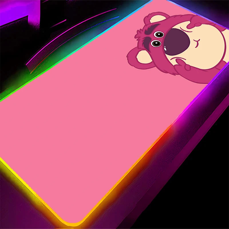 RGB Mouse Pad S-Strawberrys Bear Lotso Gaming Accessories PC Gamer xxl Computer Desk Mat Laptop Varmilo LED Keyboard Mousepad