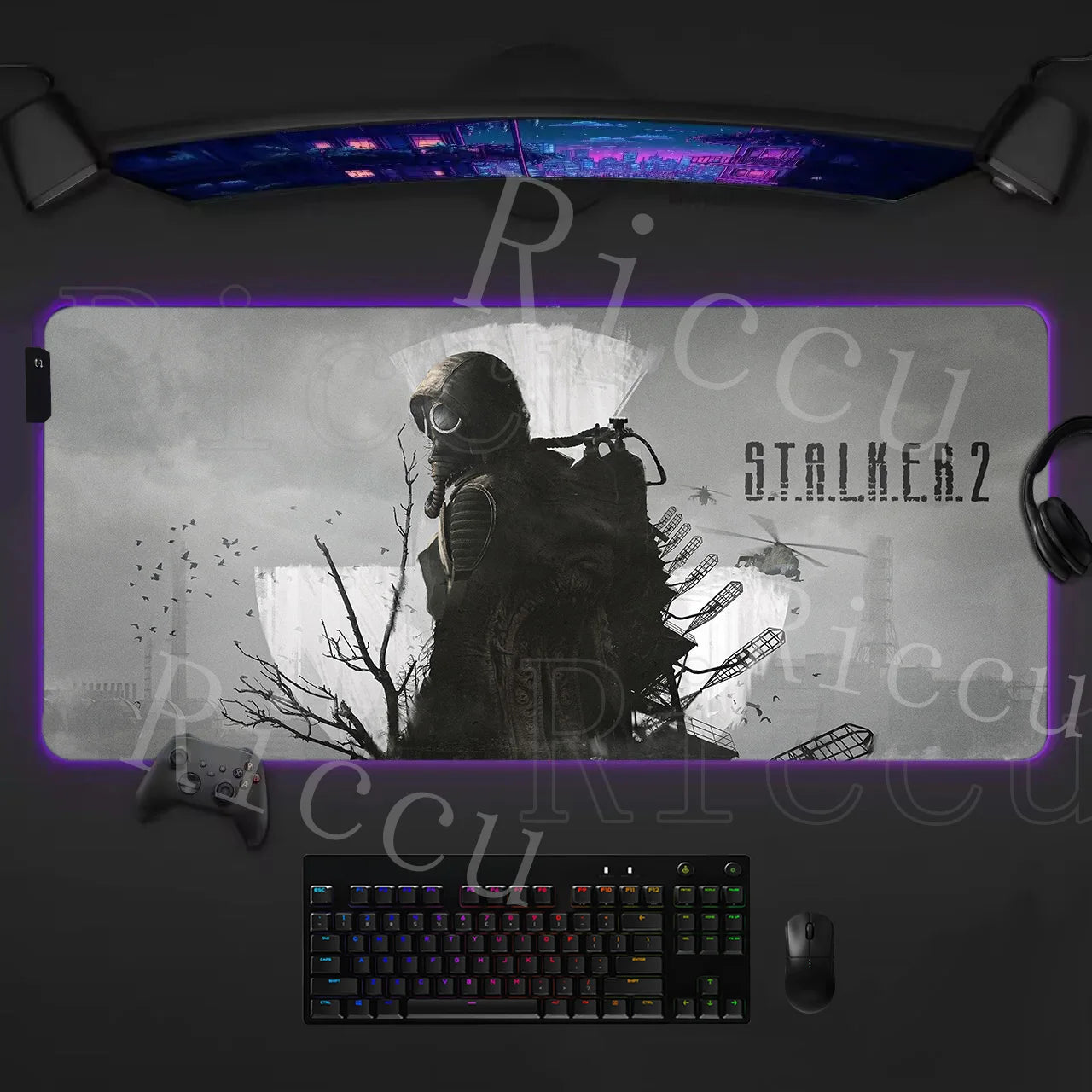 RGB LED PC accessories 400x900mm Stalker 2 Large Gaming Mouse Pad Computer Laptop HD Rupper Expand Desk Mats Gamer XXL Desk Ma