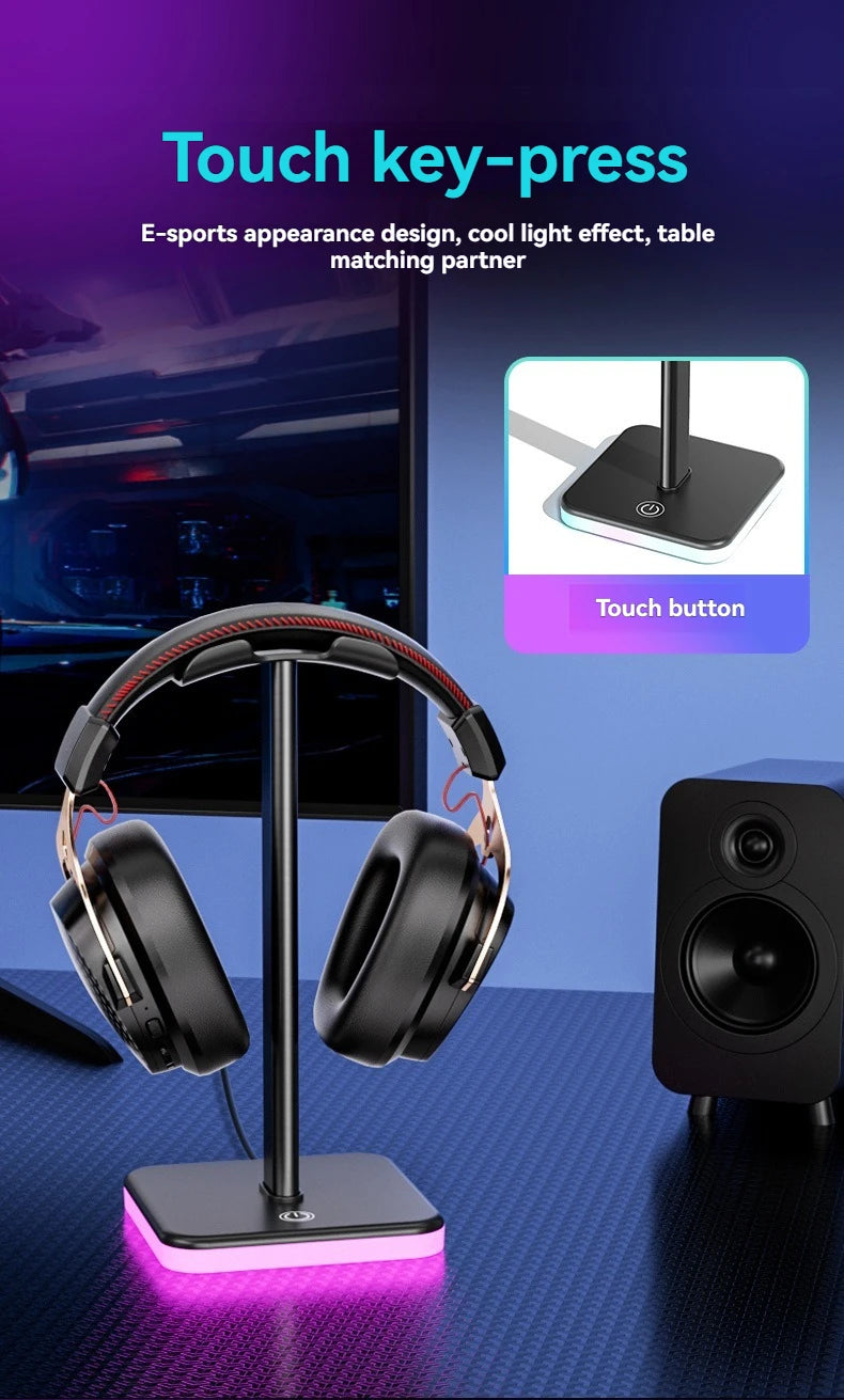 Headphone Stand with RGB Lighting - Adjustable Color Control for Gaming Headset Storage and Display