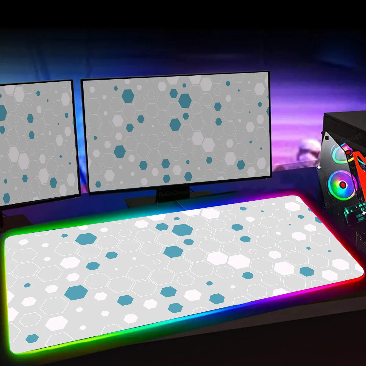 RGB Hexagon Gaming Mouse Pad XXL Antislip Rug Desk Mat Computer Accessories Office Geometric Mousepad Luminous Extended Game Mat