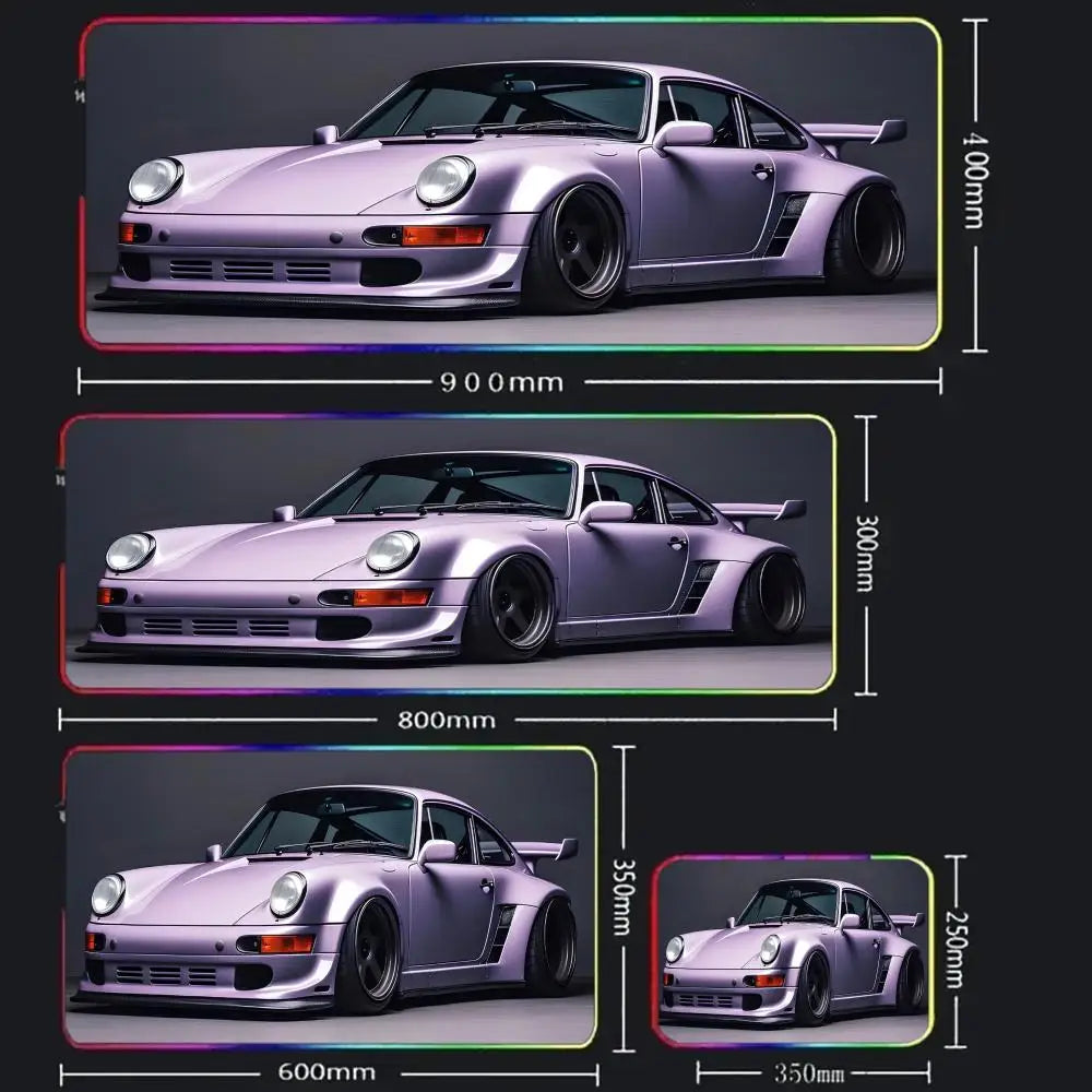 Car Theme RGB Mouse Pad Large Gaming Mousepads LED Light Locked Edges Game Accessories Table Pads Cool Keyboard Mats XXL 90x40cm