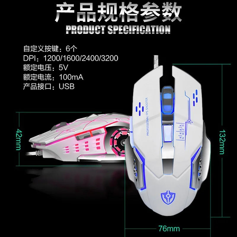 RGB Dual-Mode Wired Mouse 2.4G Wireless Mouse Gaming Mouse Rechargeable Silent Mouse 3600 DPI Adjustable Mouse Mice for Laptop