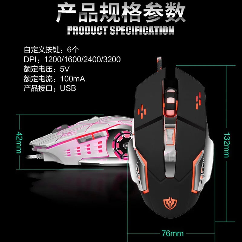 RGB Dual-Mode Wired Mouse 2.4G Wireless Mouse Gaming Mouse Rechargeable Silent Mouse 3600 DPI Adjustable Mouse Mice for Laptop