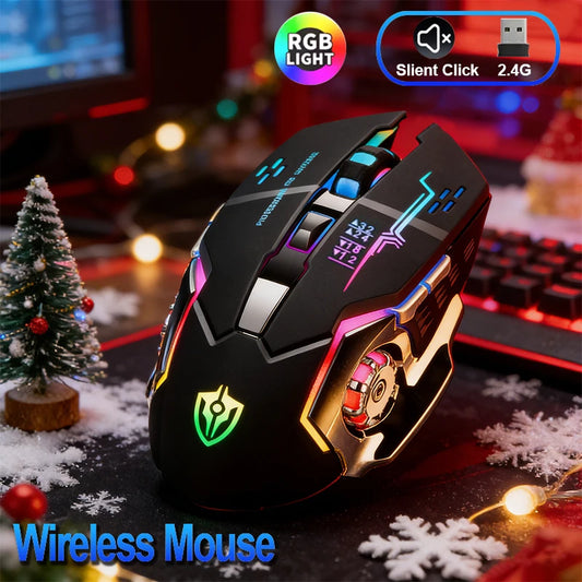 RGB Dual-Mode Wired Mouse 2.4G Wireless Mouse Gaming Mouse Rechargeable Silent Mouse 3600 DPI Adjustable Mouse Mice for Laptop