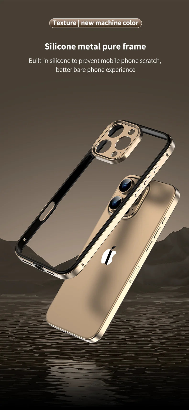 Camera Protection + Hybrid Silicone Frame Aluminum Metal Phone Case For iPhone 17 16 15 Pro Max 14 13 Better Heat Bumper