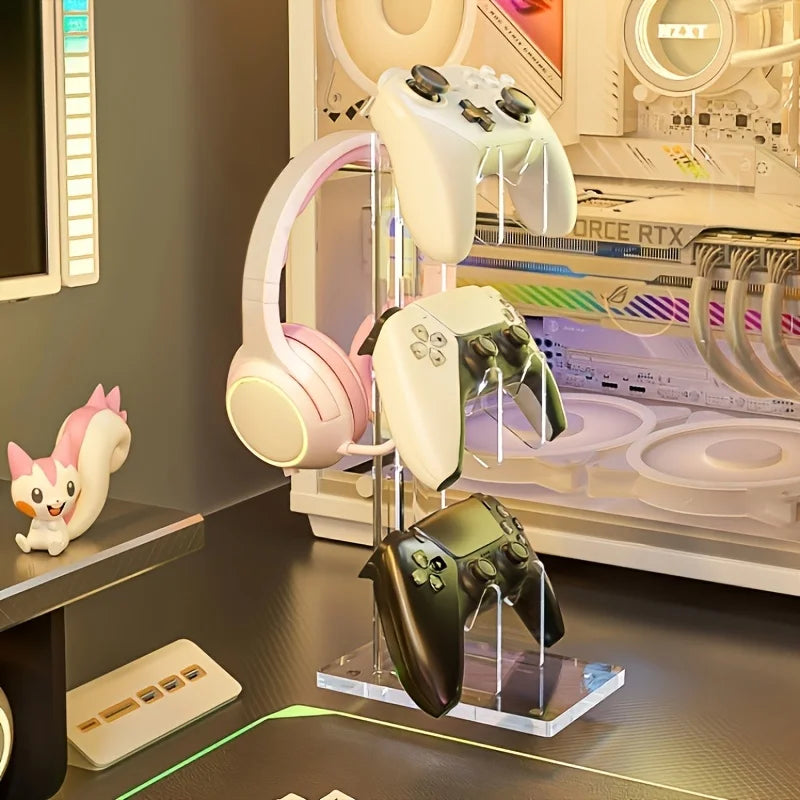 Acrylic Game Controller Stand - Desktop Display Holder for Game Controller&Accessories, Portable Design for Desk Organization