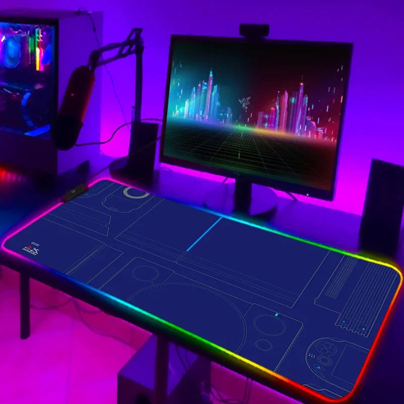 LED Gaming Mouse Pad With Backlight Deskmat PSFour Mousepad RGB Gamer Desk Decorations Computer Mouse Pad Pc Gamer Full Mat