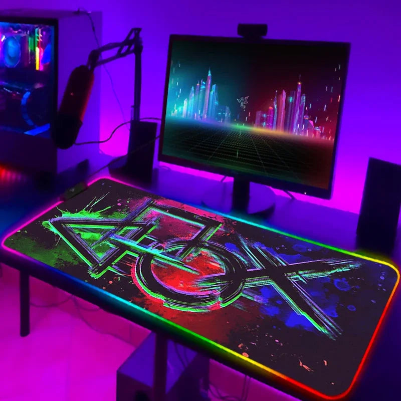 LED Gaming Mouse Pad With Backlight Deskmat PSFour Mousepad RGB Gamer Desk Decorations Computer Mouse Pad Pc Gamer Full Mat