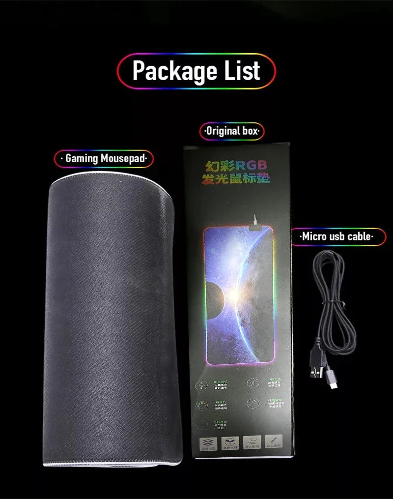 RGB Mousepad Cool ROG Mouse Pad Gamer Keyboard Mat LED Computer Mausepad Keyboards Accessories Gaming Desk Mat Mouse Carpet Xxl