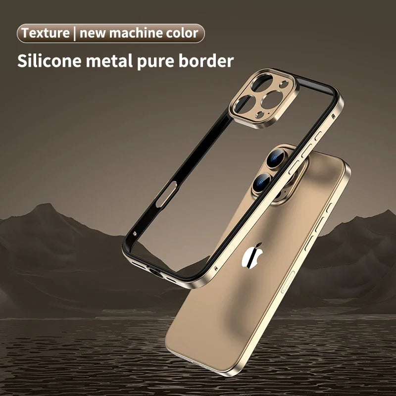 Camera Protection + Hybrid Silicone Frame Aluminum Metal Phone Case For iPhone 17 16 15 Pro Max 14 13 Better Heat Bumper