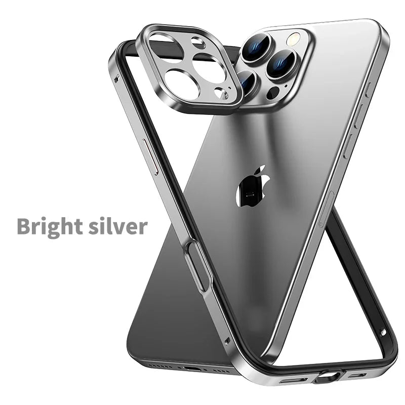 Camera Protection + Hybrid Silicone Frame Aluminum Metal Phone Case For iPhone 17 16 15 Pro Max 14 13 Better Heat Bumper