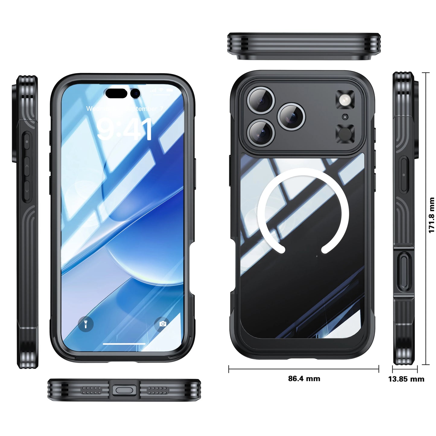 Brand new color magnetic shockproof and dustproof transparent phone case - Compatible with iPhone 17/17 Air/17 Pro/17 Pro Max