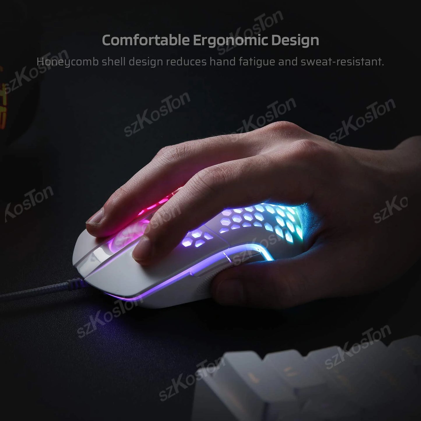 RGB Wired Gaming Mouse Ergonomic Design Mouses 6Levels Adjustable 7200DPI with Backlight for Office Computer PC Gamer