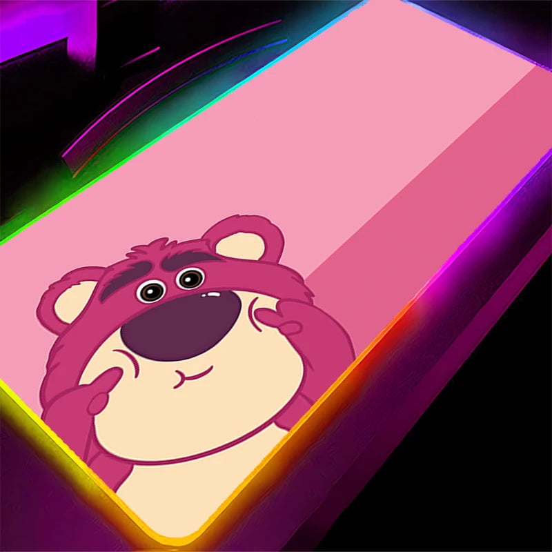 RGB Mouse Pad S-Strawberrys Bear Lotso Gaming Accessories PC Gamer xxl Computer Desk Mat Laptop Varmilo LED Keyboard Mousepad