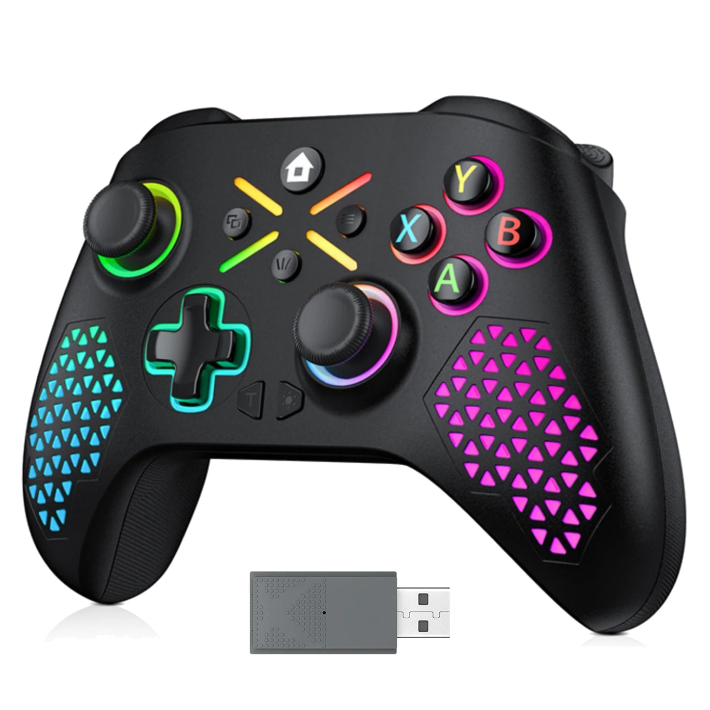 RGB Wireless Game Controller for Xbox One/X/S/Series X/S/PC Gamepad Gaming Joystick W/ LED Turbo Macro Function 3.5mm Audio Jack