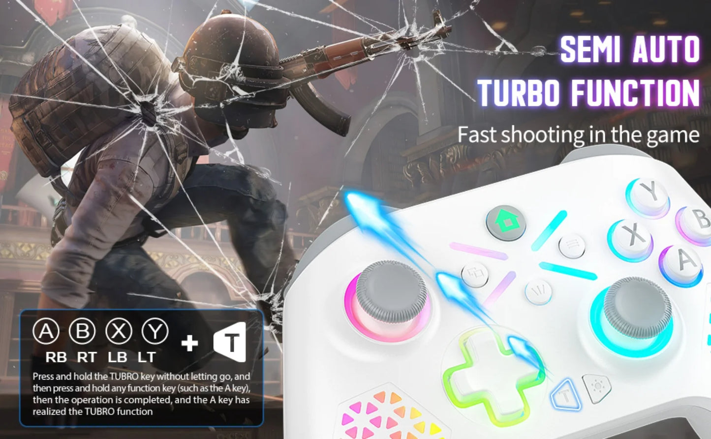 RGB Wireless Game Controller for Xbox One/X/S/Series X/S/PC Gamepad Gaming Joystick W/ LED Turbo Macro Function 3.5mm Audio Jack