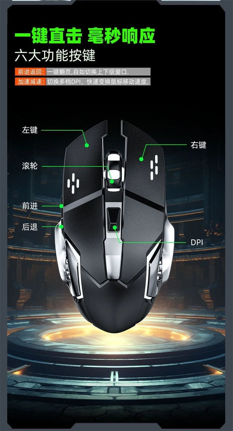 RGB Dual-Mode Wired Mouse 2.4G Wireless Mouse Gaming Mouse Rechargeable Silent Mouse 3600 DPI Adjustable Mouse Mice for Laptop