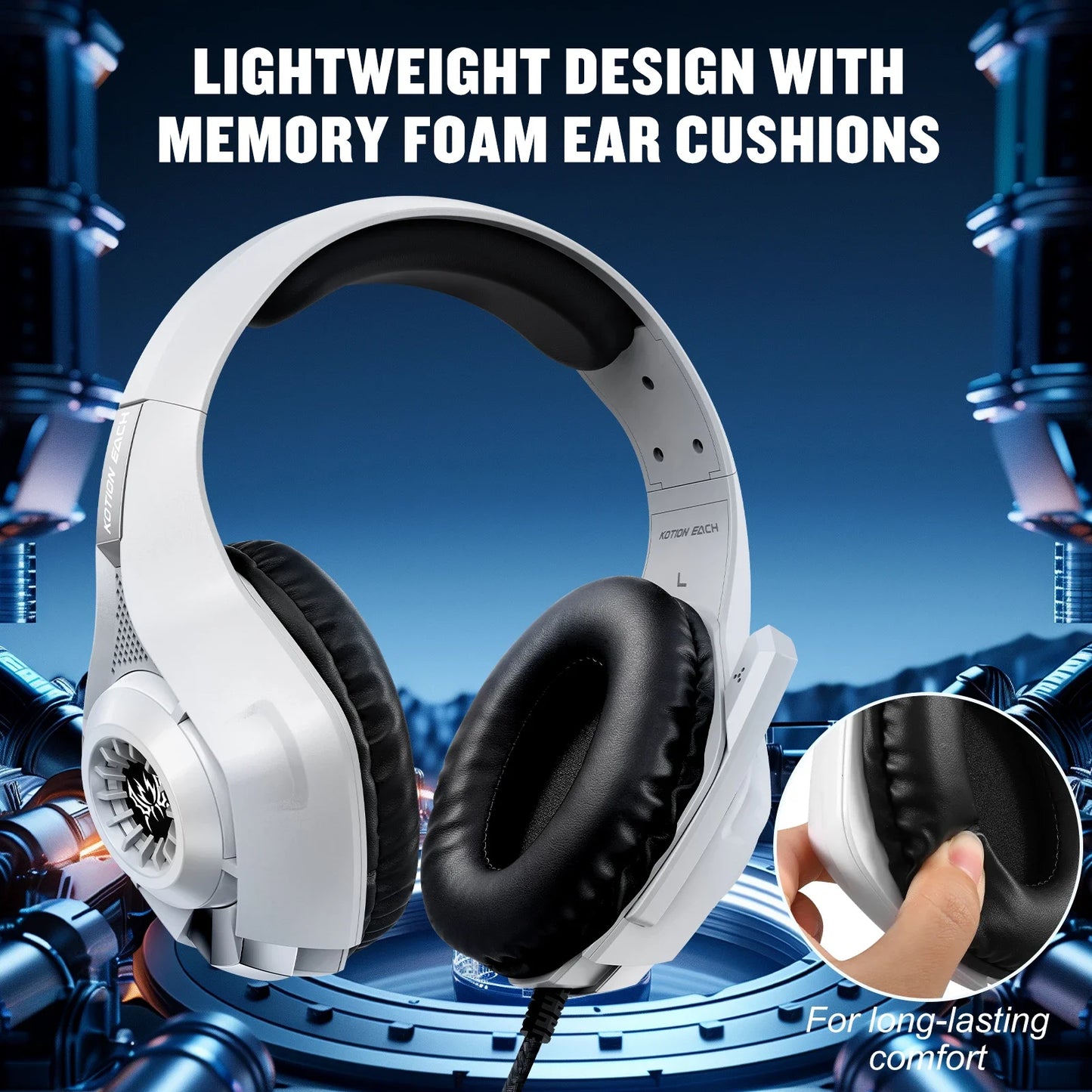 RGB Light Gaming Headset for PC PS5 Game Headphone with Microphone Noise Cancelling Earphone 3.5mm USB Deep Bass Stereo Sound