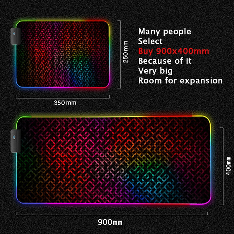 XXL RGB Gaming Mouse Pad New 3D Geometry Desk Mat HD Gamer Accessories Large LED Light Mousepads PC Computer Carpet with Backlit