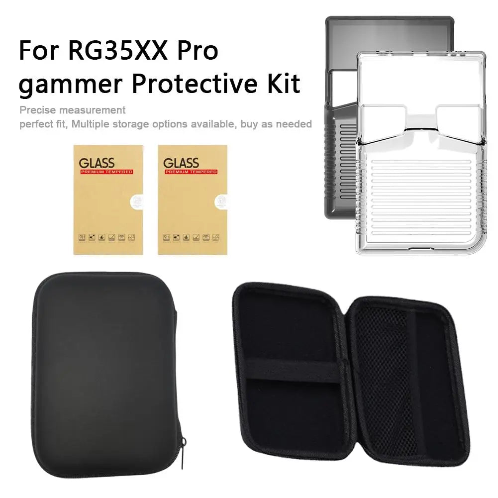 Game Console Storage Accessories for Anbernic for RG35XX Pro Storage Bag Protective Case Screen Protector Handheld Console Kit
