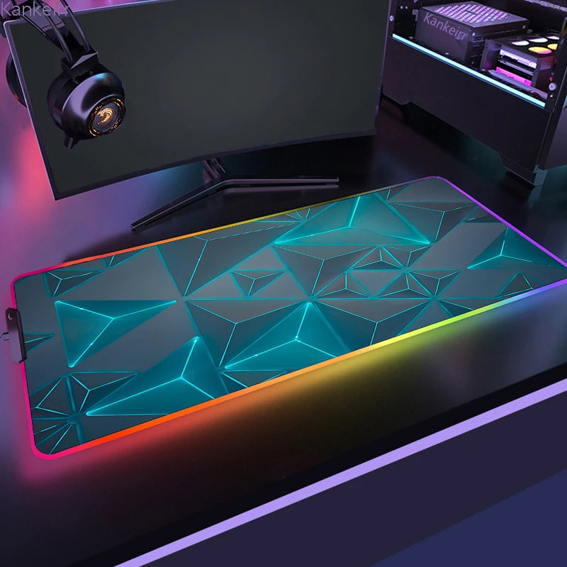 RGB Hexagonal Mouse Pad 900x350 LED Gaming Anime Geometric Luminous Anti-skid Computer Offices Cool Mousepad Desk Mat Laptop Rug