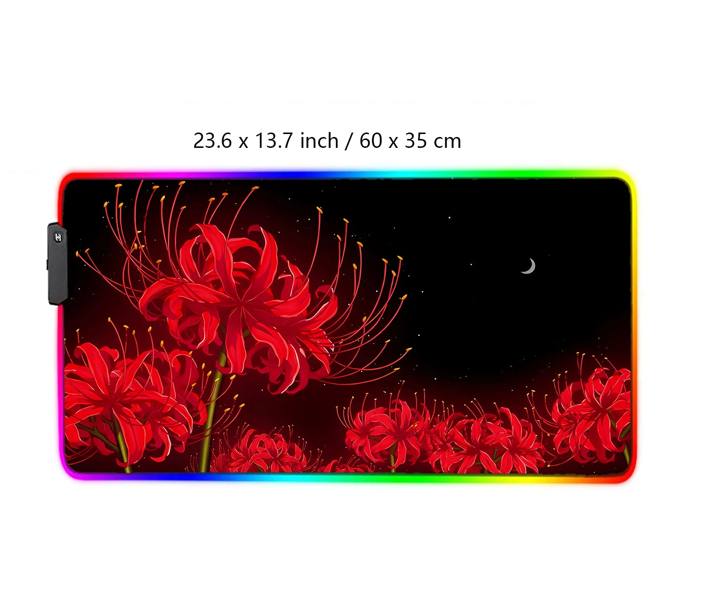 Large Gaming Mouse Pad Rgb Led Wisteria Demon XXL Gaming Deskmat Red Spider Lily Desk Mat Death Flower Anime Mousepad Aesthetic