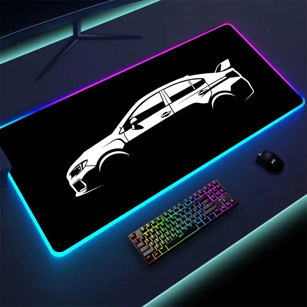 Black sports Car Mouse Pad XXL RGB Gaming MousePad HD Game Accessories Large LED Light MousePads PC Computer Carpet With Backlit