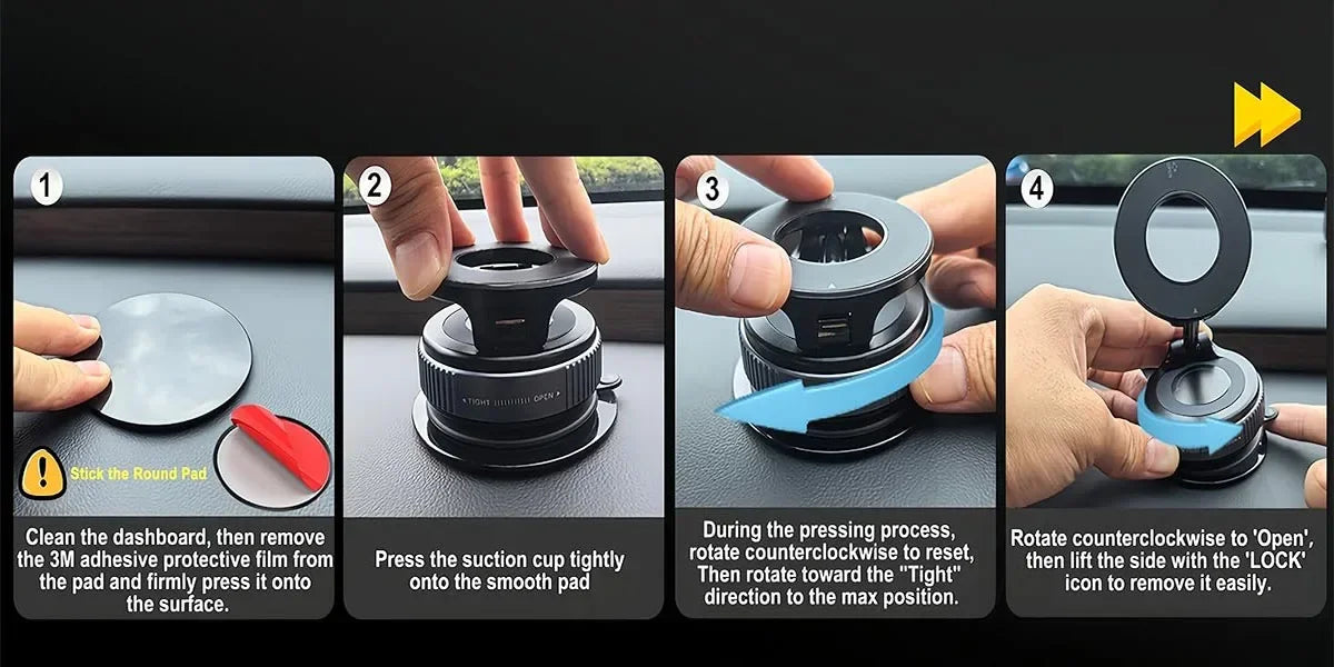2026 Upgraded 360° Vacuum Magnetic Car Phone Holder for Magsafe [96+LBS Strongest Suction & 2800gf Strongest Magnetic]