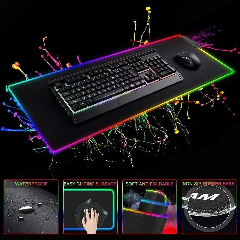 Keyboards Gaming Mat Periodic Table of Elements Ergonomic Mouse Pad Rgb Big Luminescence Mousepepad Laptop Colorful Desk Mat Xxl