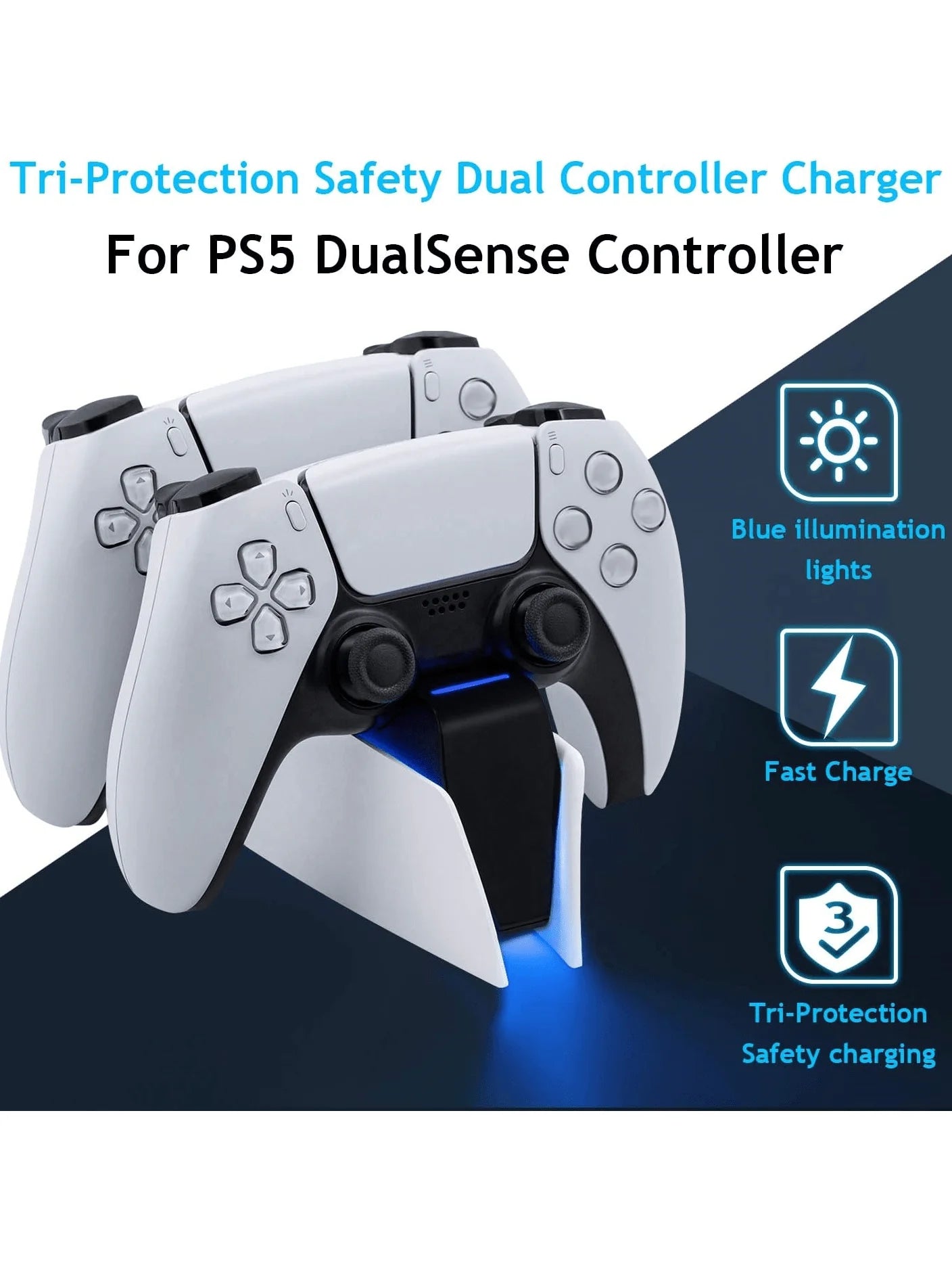 Game Wireless Charging Station for PS5 with Dual Fast Charger Dock and LED Charging Indicators